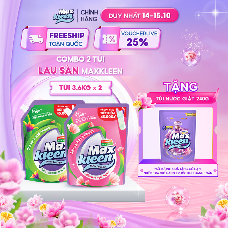 Combo 2 Túi Nước Lau Sàn MaxKleen 3.6kg/túi