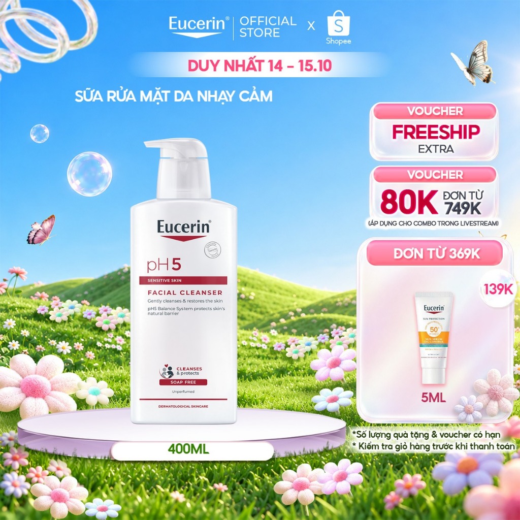 Sữa rửa mặt không gây kích ứng cho da nhạy cảm Eucerin pH5 Facial Cleanser…