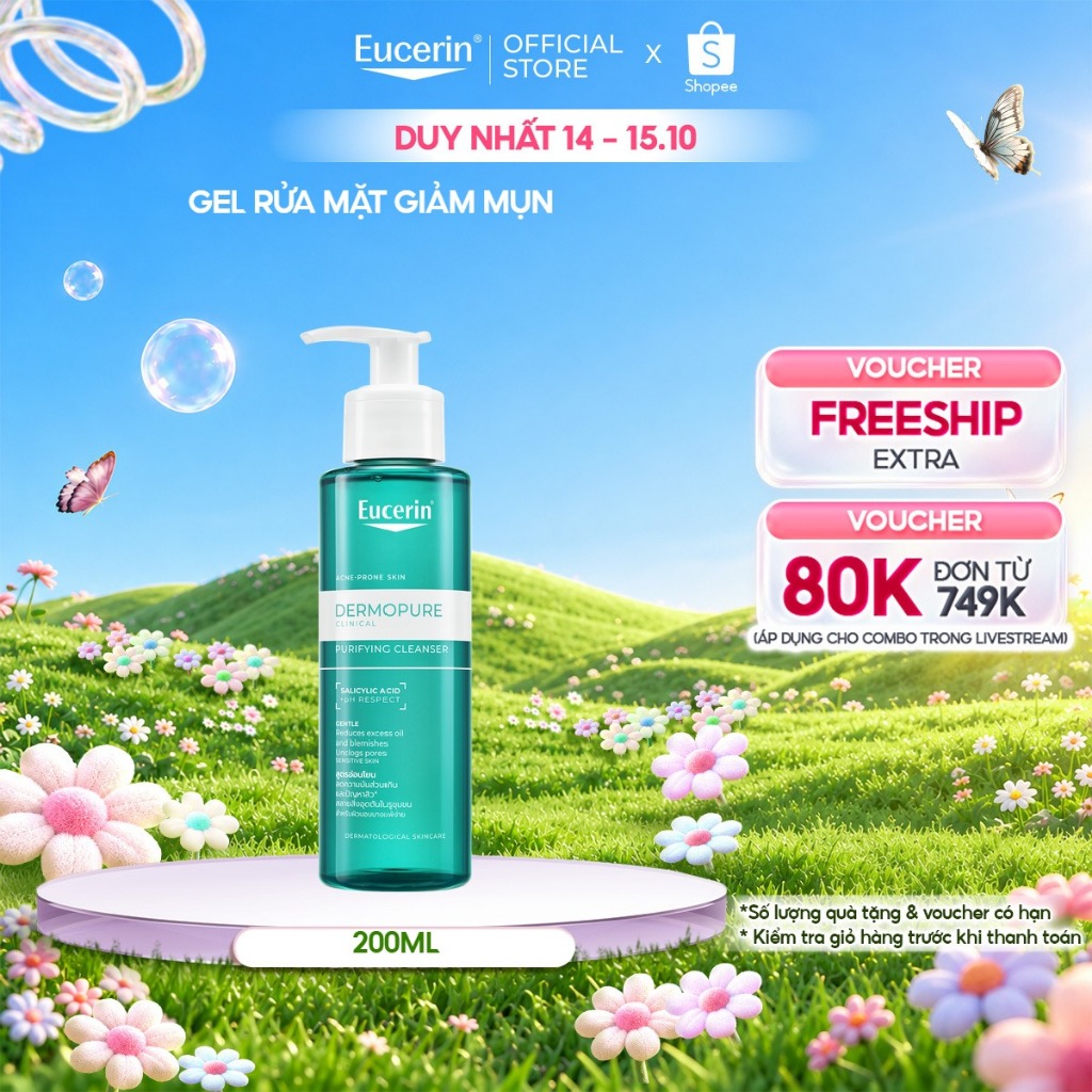 Gel rửa mặt cho da dầu mụn Eucerin® DermoPure Clinical Purifying Cleanser…
