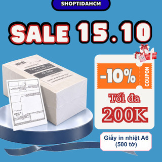 Giấy in nhiệt A6 Shoptida 500 tờ/ tệp, kích thước 10*15cm 3 lớp tự dán chống nước, sử dụng cho máy in đơn hàng SP46