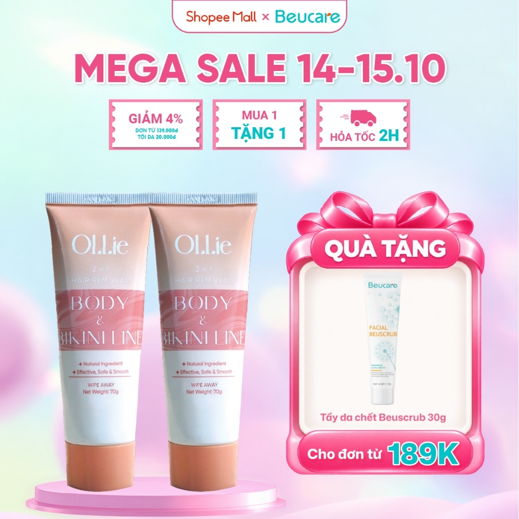 Combo Kem tẩy lông OLLIE , tẩy lông vùng kín, nách, tay, chân 70g