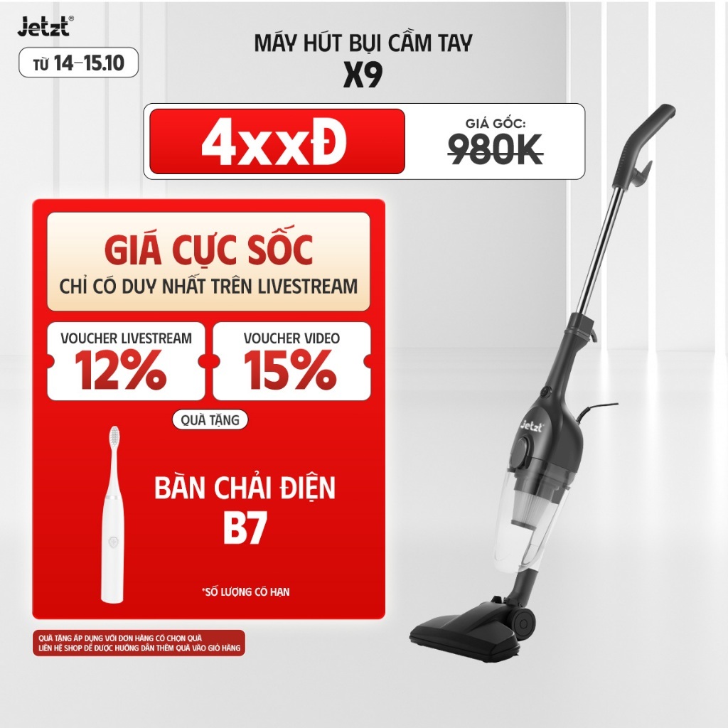 Máy hút bụi cầm tay có dây JETZT X9, lực hút 19.000PA
