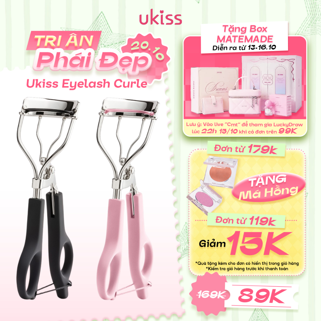 Ukiss Kẹp Mi Góc Rộng Giúp Cong Lâu Kèm Đệm Thay Thế Tiện Lợi