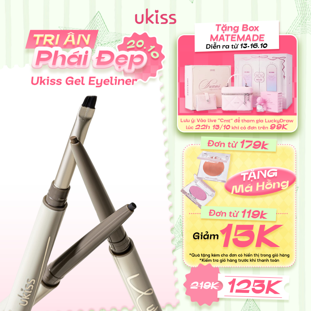 Ukiss Bút Chì Kẻ Mắt Dạng Gel Lâu Trôi Không Thấm Nước Chống Nhòe Dễ Kiểm Soát…