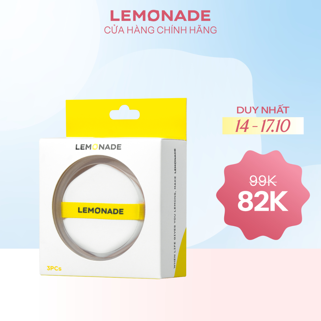 Bộ 3 Bông Phấn Tán Nền Lemonade Cushion Puff Set (3pcs)