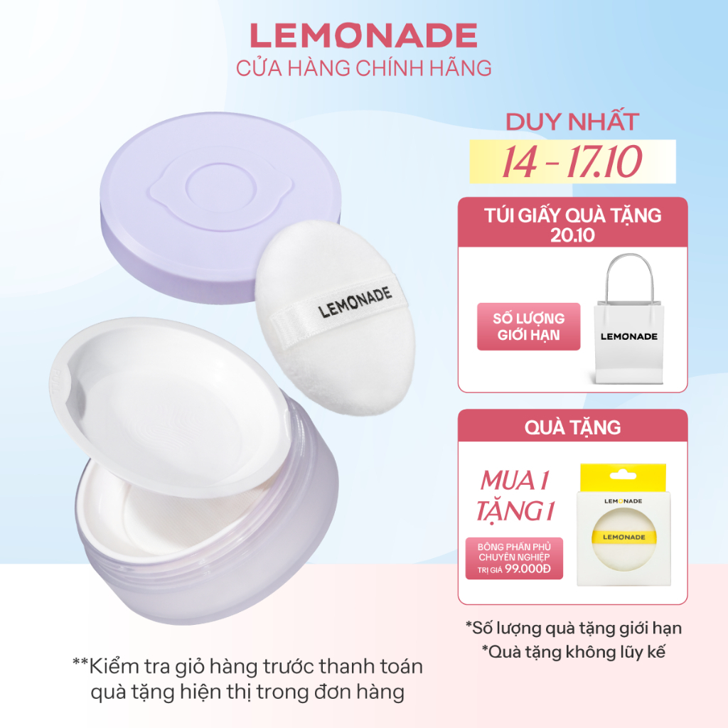 Phấn phủ mỏng nhẹ kiềm dầu thuần chay chống nắng Lemonade Supermatte NoMakeup…