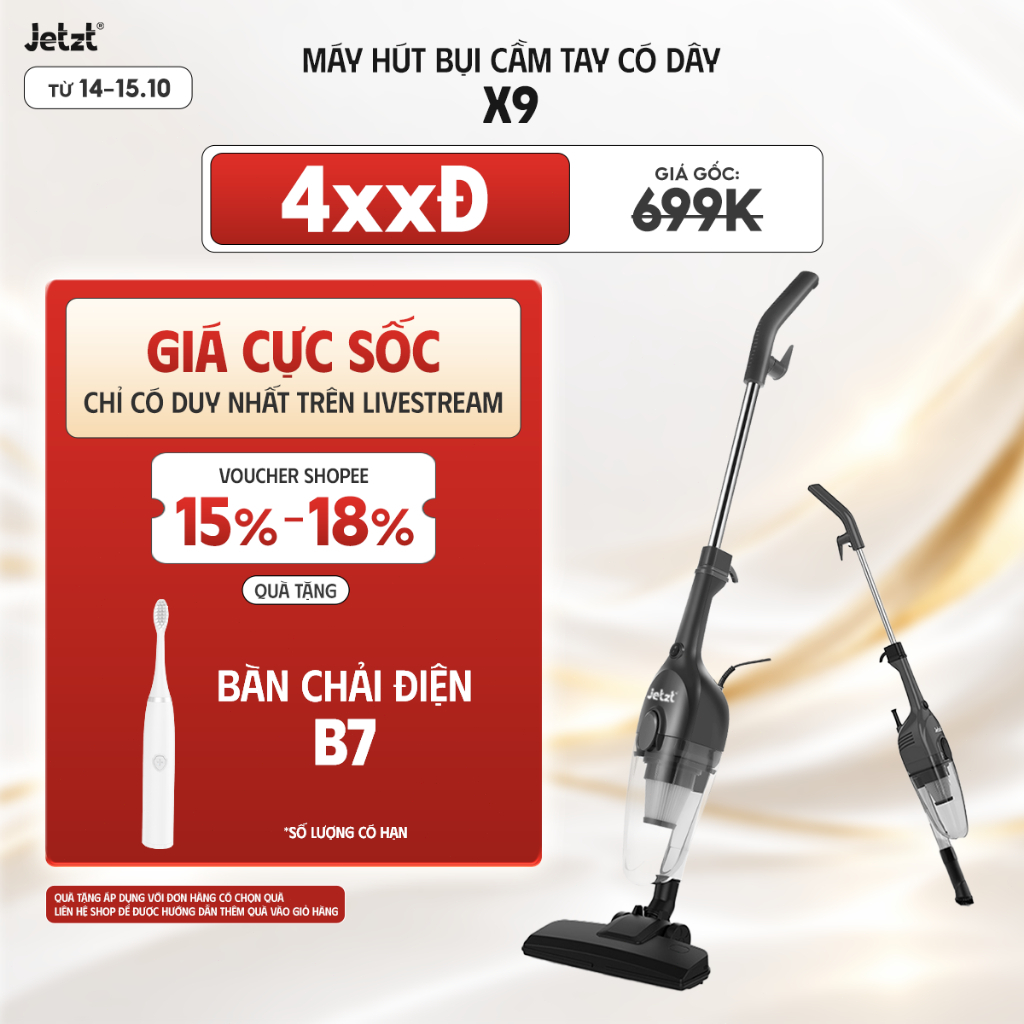 Máy hút bụi cầm tay có dây 3in1 JETZT X9, lực hút 19.000PA, hệ thống lọc bụi…