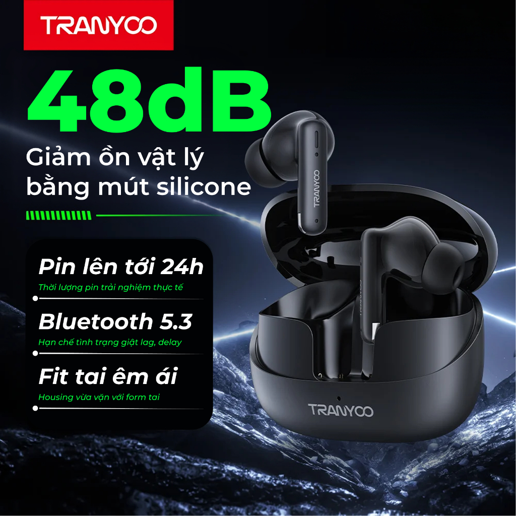 Tai Nghe Bluetooth T-M26 Giảm Ồn Lên Đến 48dB Chơi Game Nghe Nhạc 6 Tiếng…