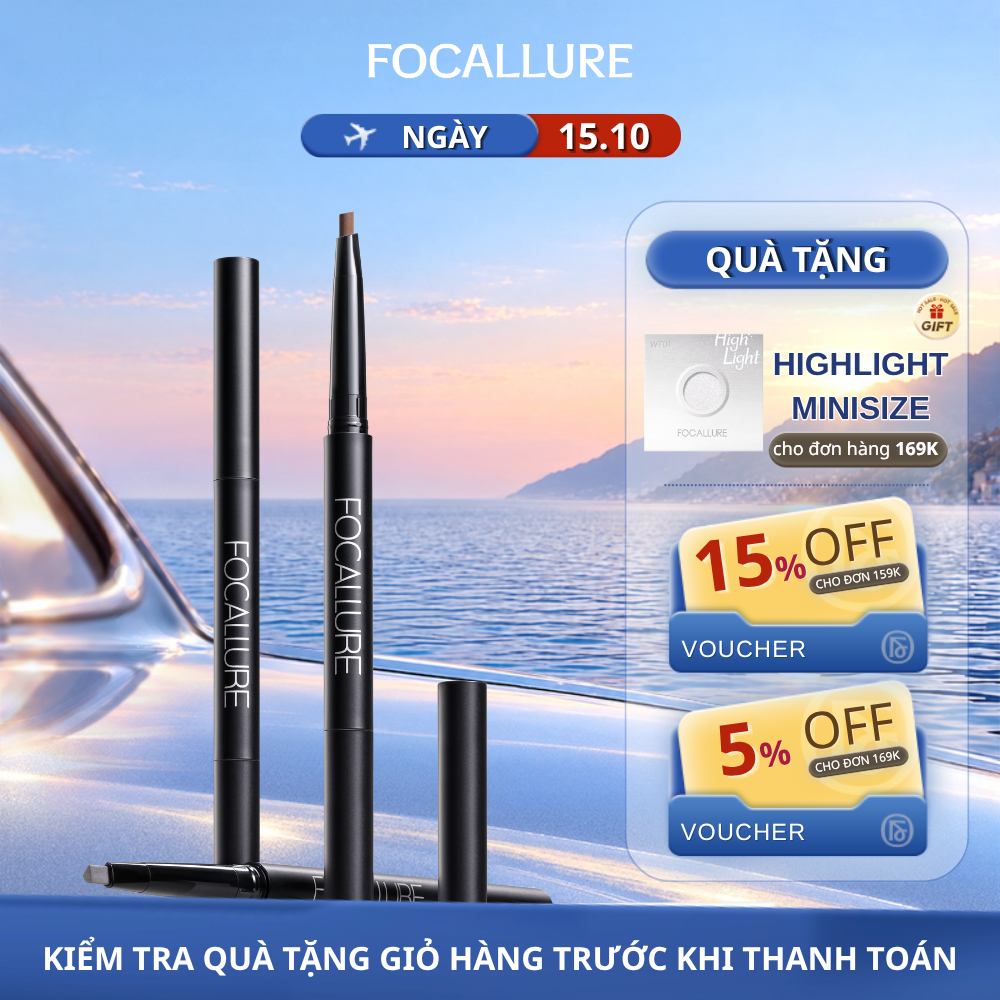 FOCALLURE Chì kẻ mày tự nhiên chống thấm nước lâu trôi 3 màu 0.25g