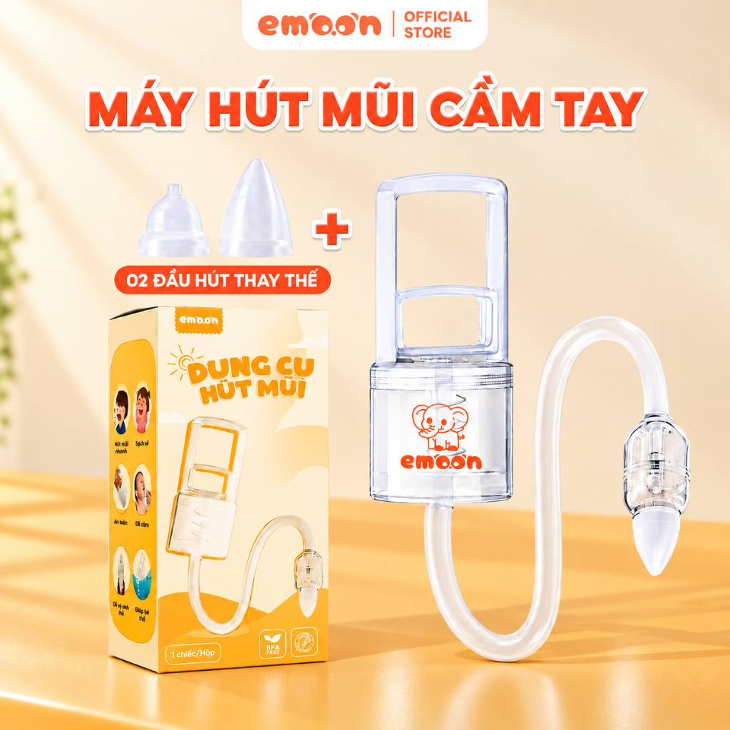 Dụng cụ hút mũi cho bé Emoon dễ dàng sử dụng, không gây tiếng ồn