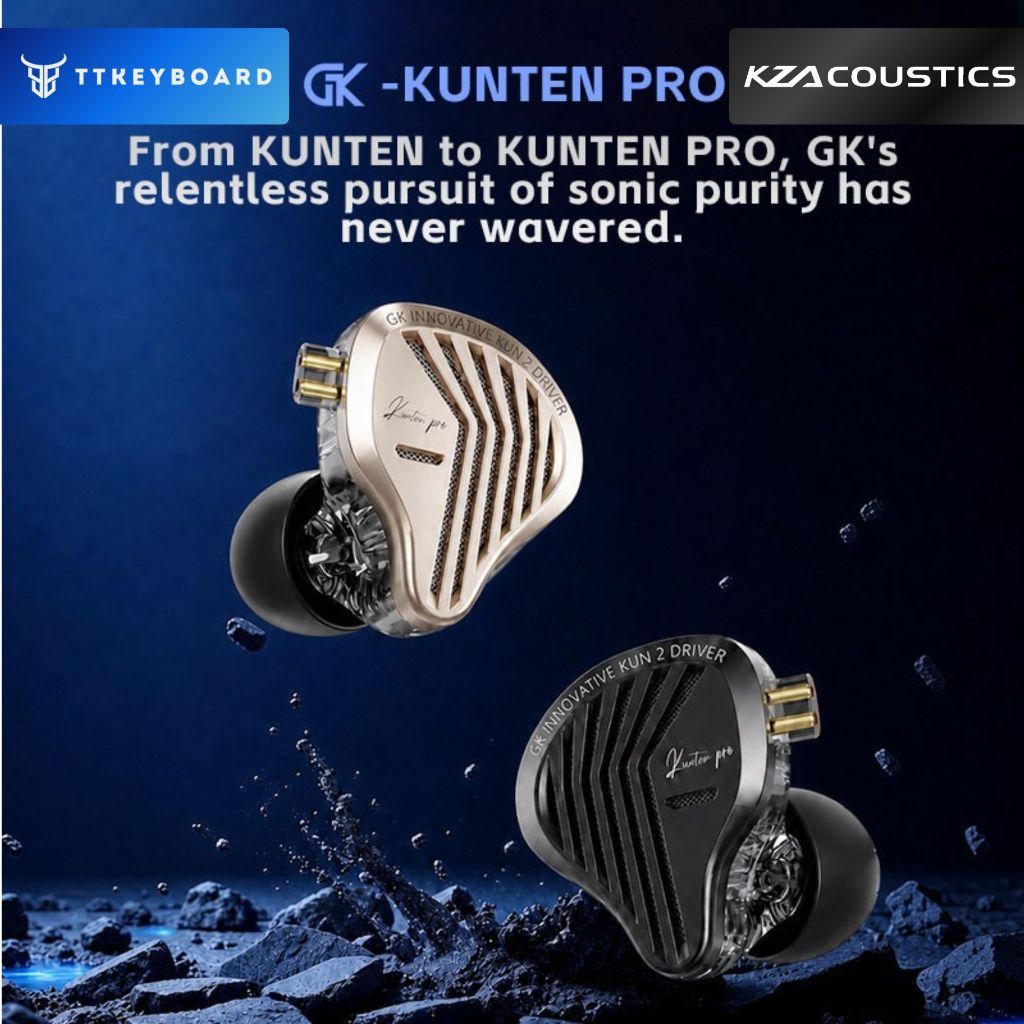 [Hỏa Tốc] Tai Nghe IEM GK Kunten Pro Dynamic Driver Thế Hệ Thứ 2 Màng Loa Polymer 7.1mm Âm V-Shape