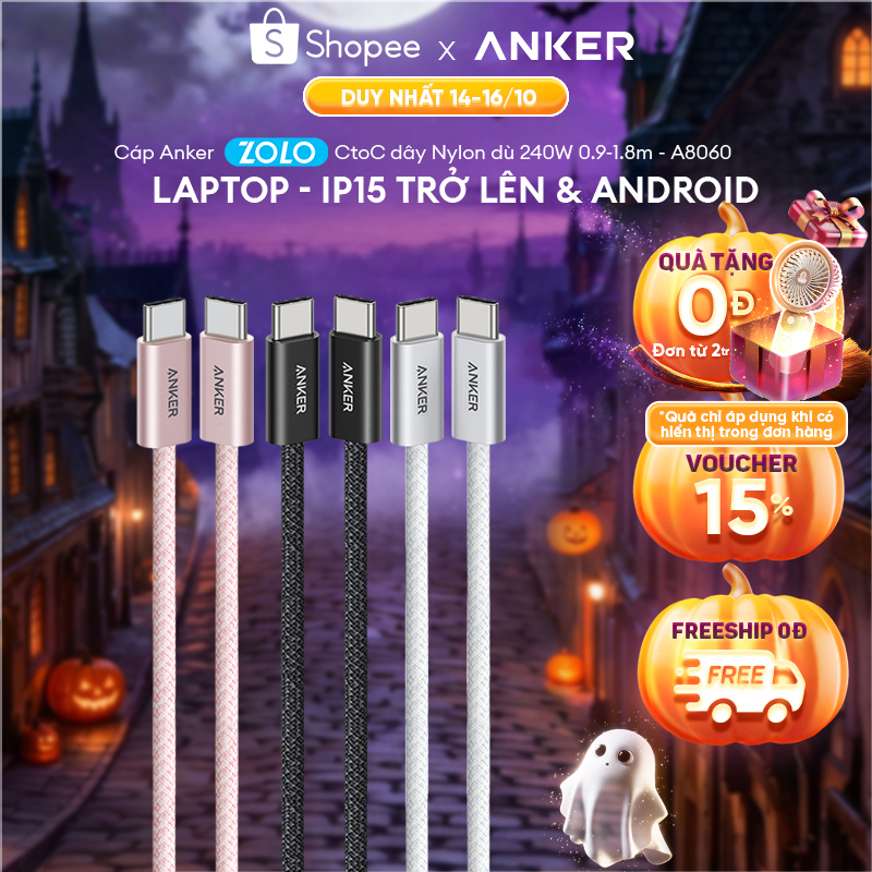 iP15-18 -Android -Laptop Cáp sạc nhanh ANKER Zolo USB-C to USB-C Công suất 240W Chip E-Maker - A8060