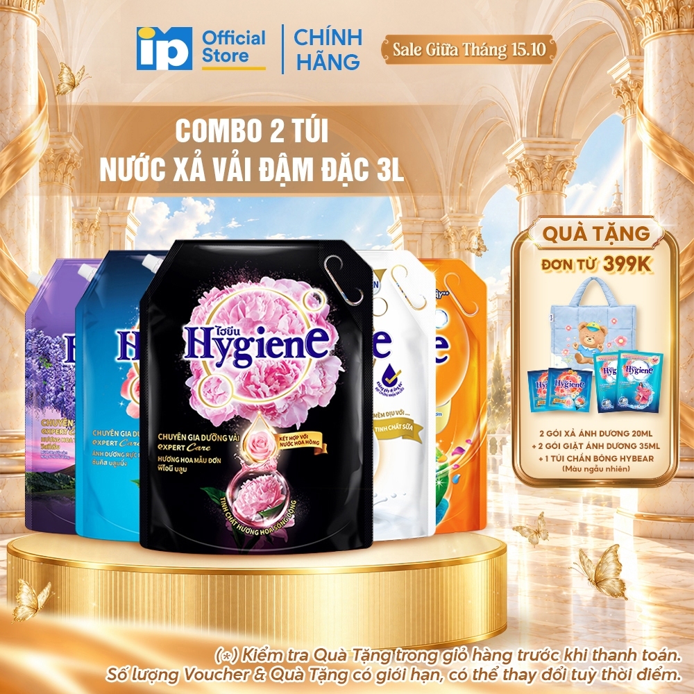 Combo 2 Nước Xả Vải Đậm Đặc Hygiene 3L