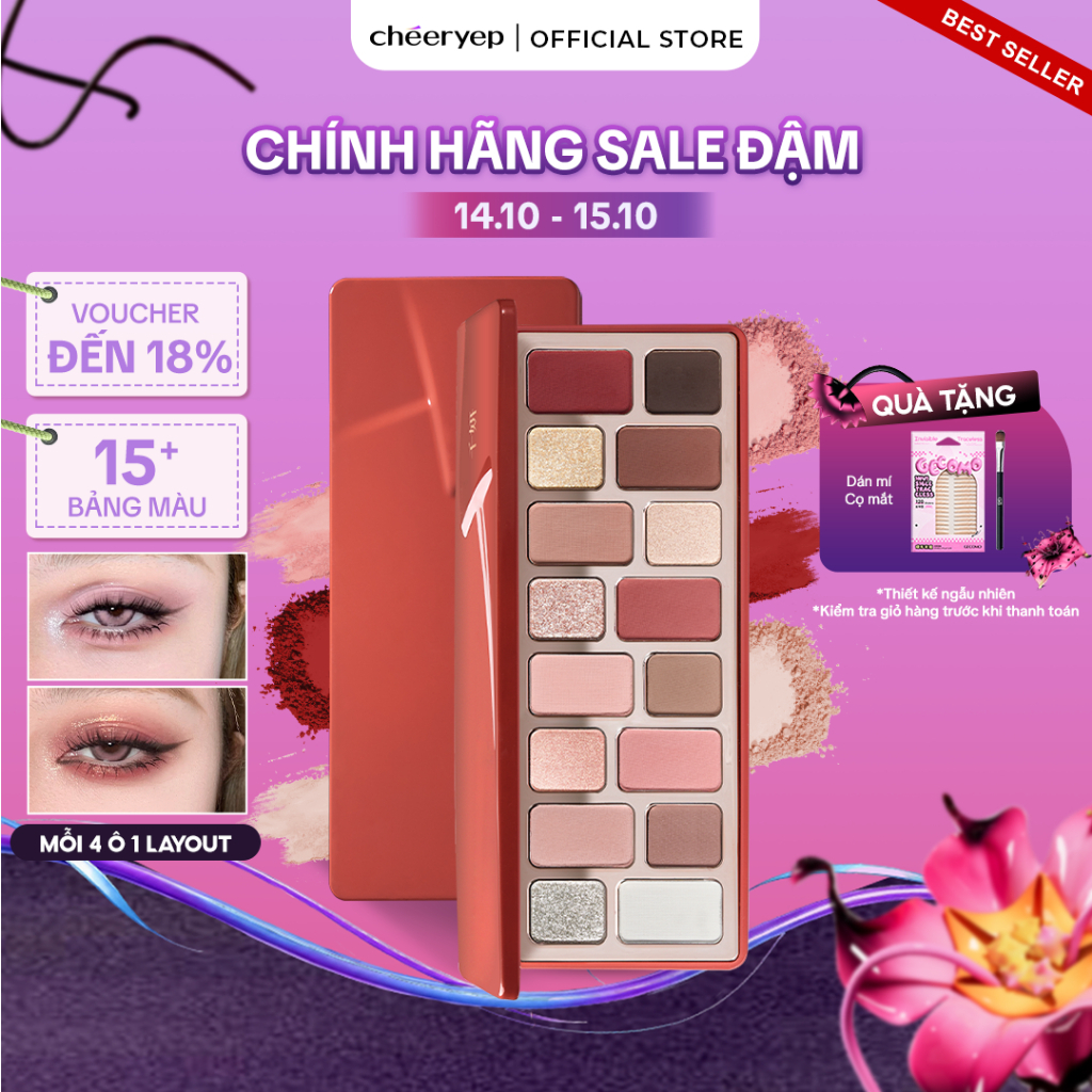 Bảng Phấn Mắt CHEERYEP 16 Ô Natural Star Đa Năng Dễ Dùng Chuẩn Màu Lâu Trôi Đa Dạng Bảng Màu Nhũ Lì