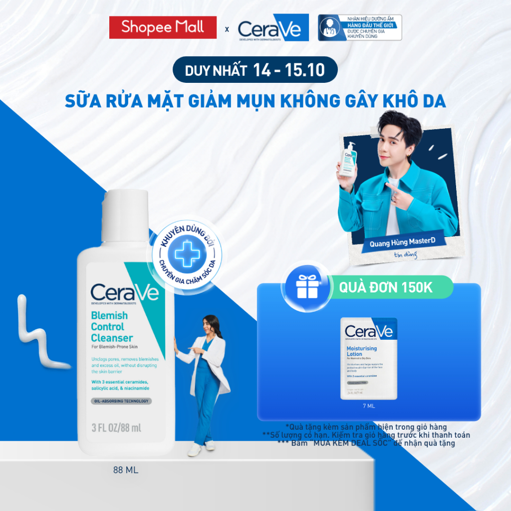 Sữa rửa mặt giảm mụn CeraVe Blemish Control Cleanser 88ml