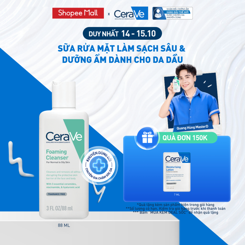 Sữa rửa mặt giúp làm sạch sâu dành cho da dầu Cerave Foaming Facial Cleanser…