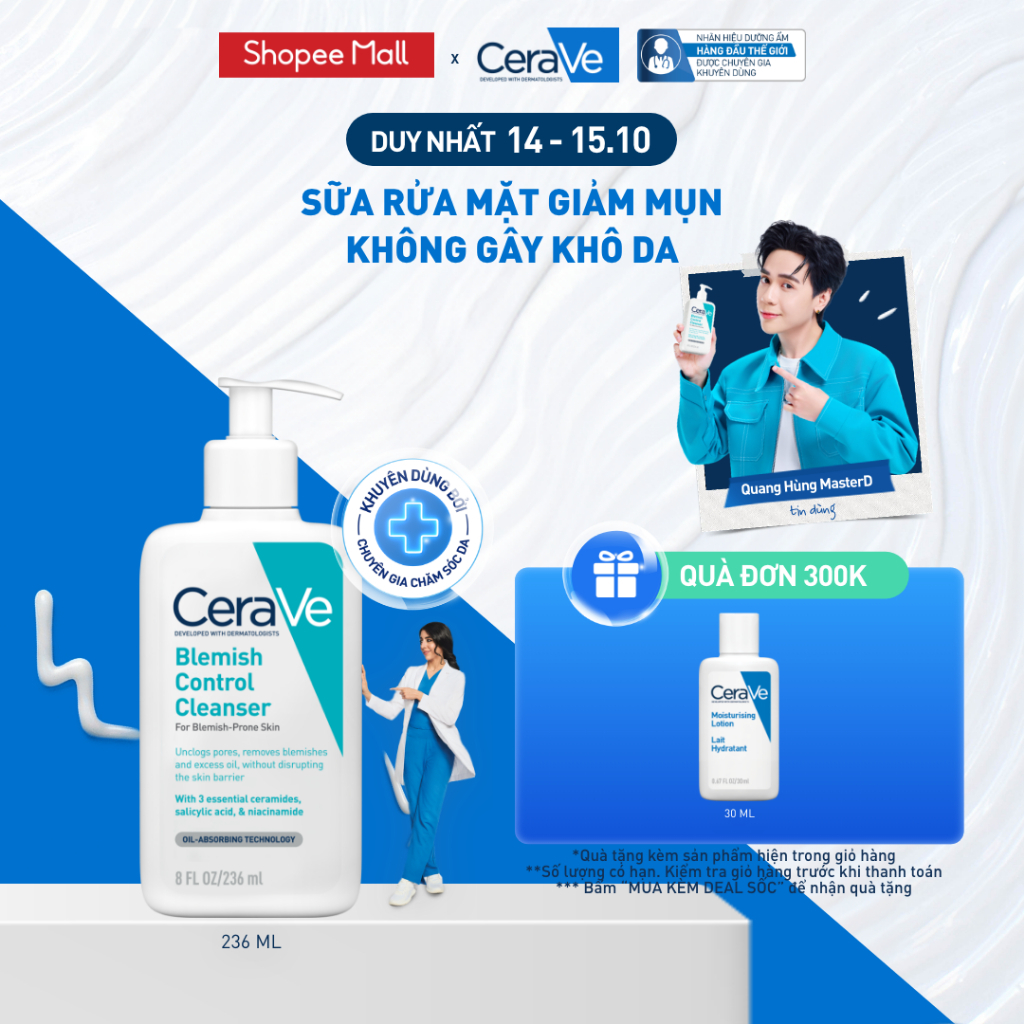 Sữa rửa mặt giảm mụn không gây khô da, không gây tổn hại bảo vệ hàng rào da…