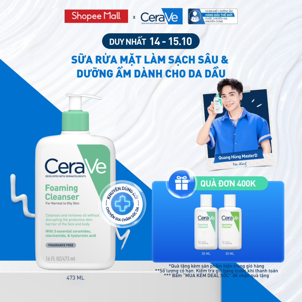 Sữa rửa mặt foaming giúp làm sạch sâu và dưỡng ẩm dịu nhẹ dành cho da dầu…