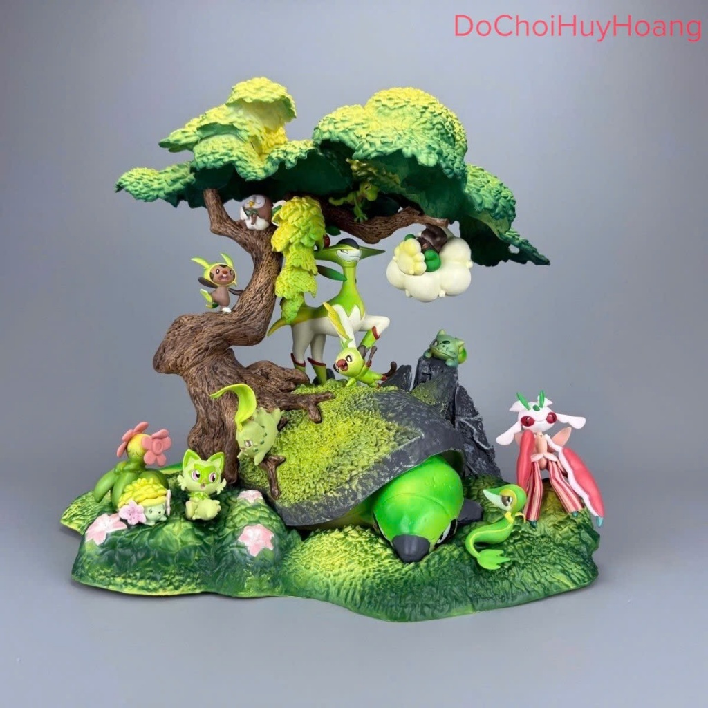 Mô Hình tượng nhân vật huyền thoại Virizion cùng các pokemon hệ cỏ cao 28cm ngang 31cm