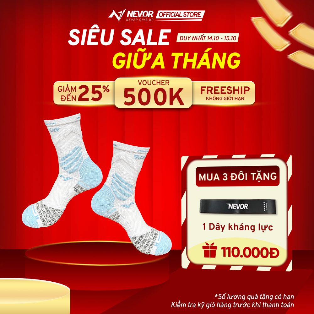 Tất Thể Thao Cao Cấp Nevor TCN02 Có Lưới Thoáng Khí, Hệ Thống Đệm, Hỗ Trợ Bảo…