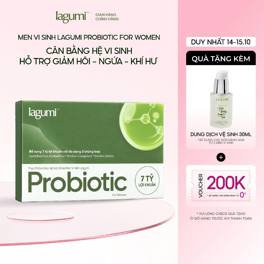 LAGUMI Probiotic For Women Hộp 10 Viên 7 Tỷ Lợi Khuẩn - Hỗ Trợ Cân Bằng Hệ Vi Sinh, Khí Hư Phụ Nữ