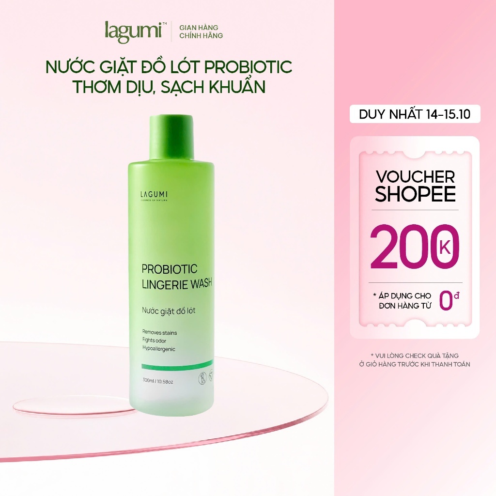 Nước Giặt Đồ Lót LAGUMI PROBIOTIC - Làm Sạch Vết Bẩn, Khử Mùi & Kháng Khuẩn…