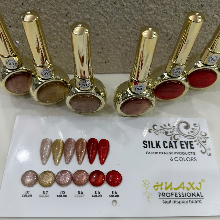 Set Sơn Mắt Mèo Lụa Ánh Quang HUAXI 6 Chai Mã B