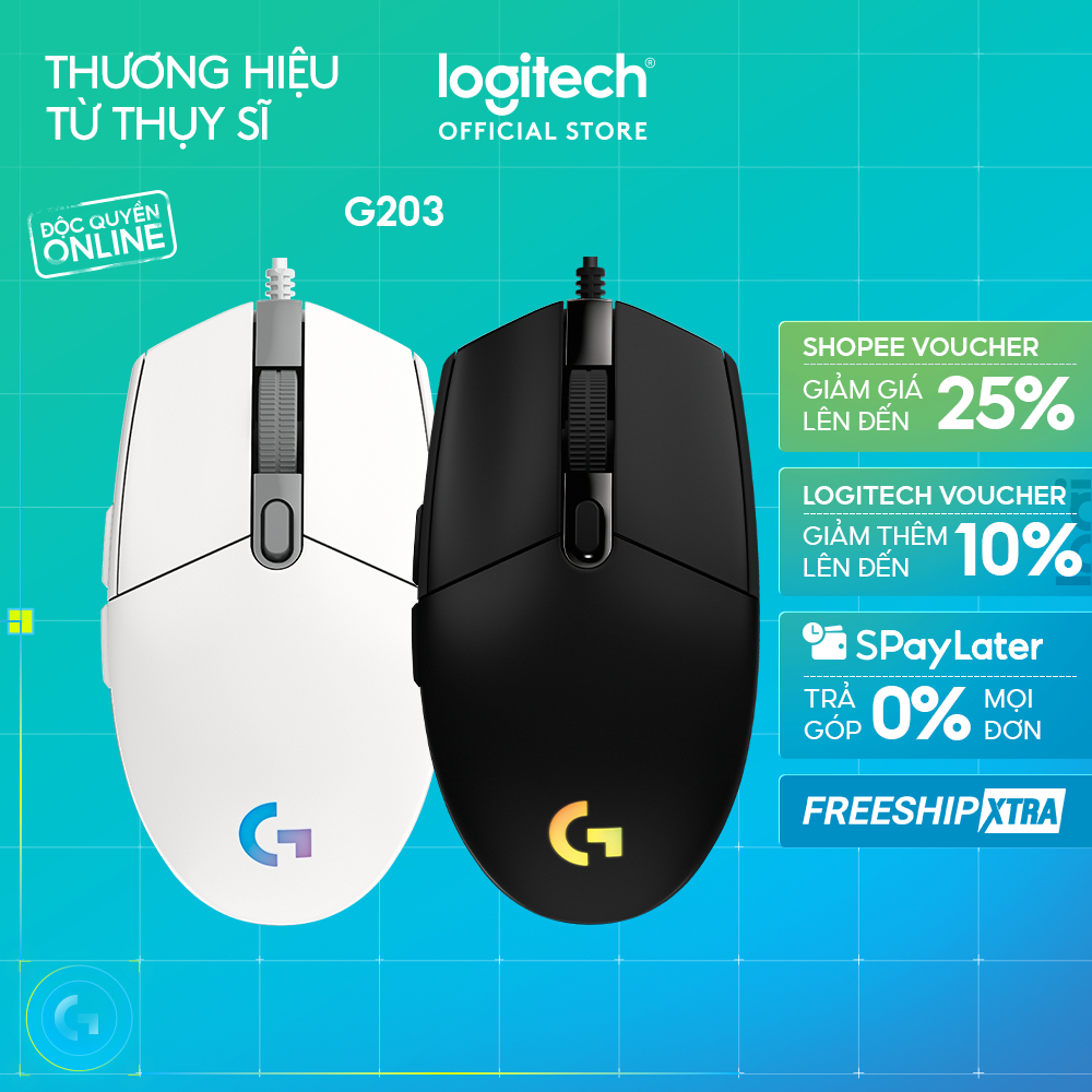 Chuột gaming có dây Logitech G203 Lightsync - Tùy chỉnh RGB, 6 nút lập trình…