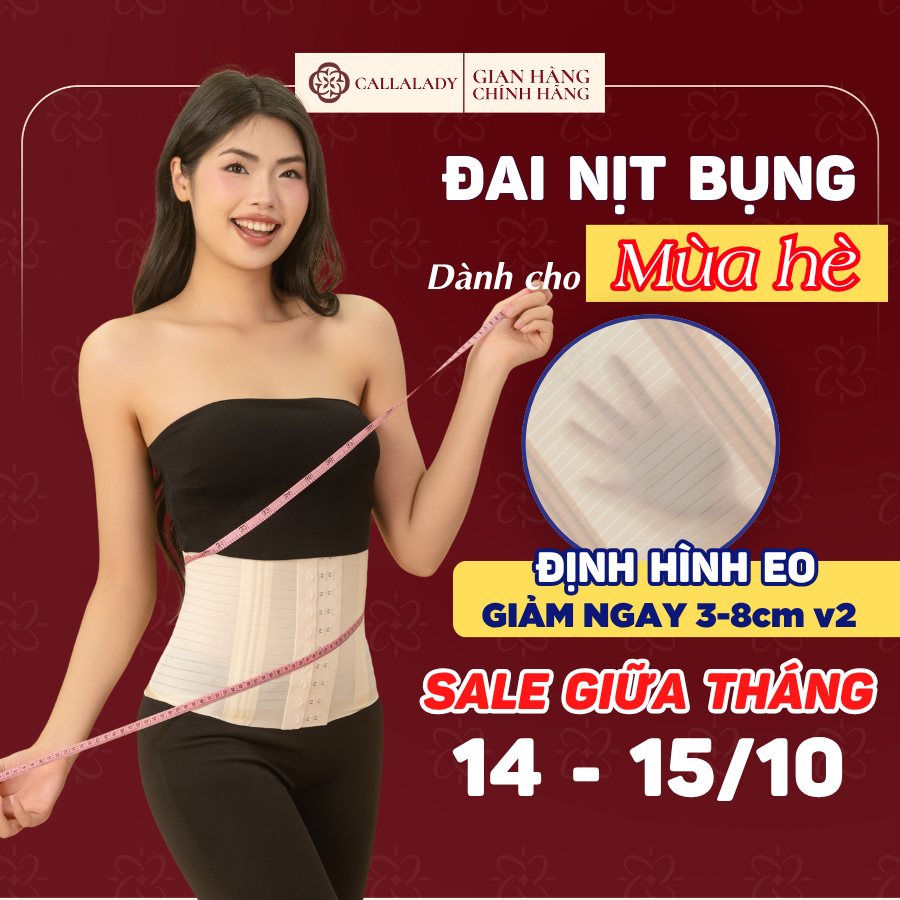 Đai nịt bụng sau sinh Callalady nịt bụng dưới siết bụng định hình eo giảm mỡ thon gọn đai latex đúc su thông thoáng