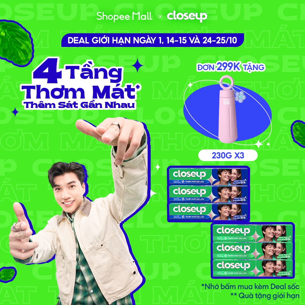 Combo 3 Kem Đánh Răng Closeup Cho Hơi Thở Thơm Mát Bất Tận 230G/Tuýp