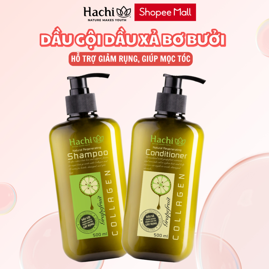 Dầu Gội, Xả thiên nhiên chiết xuất bơ bưởi dành cho tóc gãy rụng Hachi…
