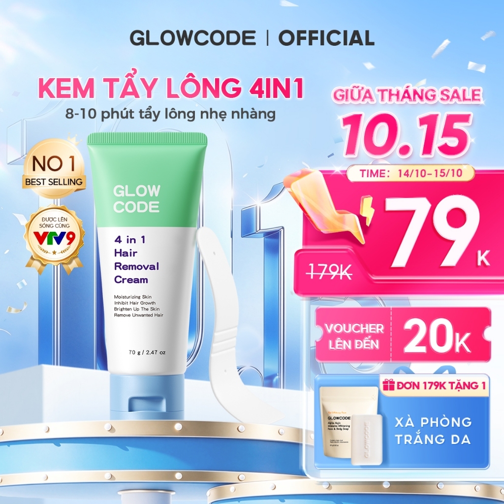Kem Tẩy Lông 4in1 Glowcode Tẩy Lông Tay Chân Vùng Kín Nách Tẩy Lông An Toàn Dưỡng Ẩm Dịu Nhẹ Không Đau Rát
