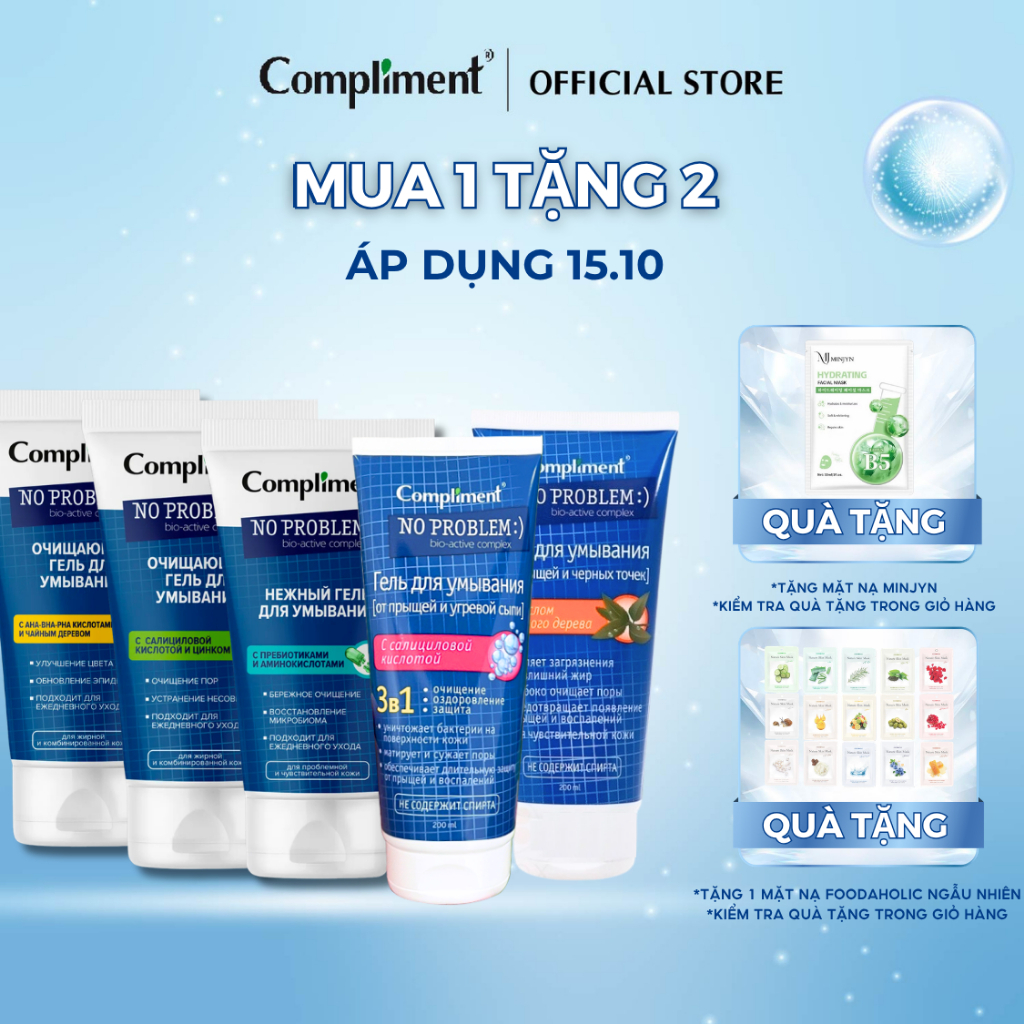 Sữa Rửa Mặt Compliment No Problem ngăn ngừa mụn sạch sâu 200ml