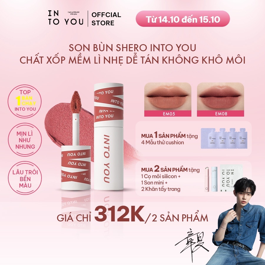 Son Bùn Shero Chất Xốp Mềm Lì 2g dùng cho cả môi và má INTO YOU Shero Super…
