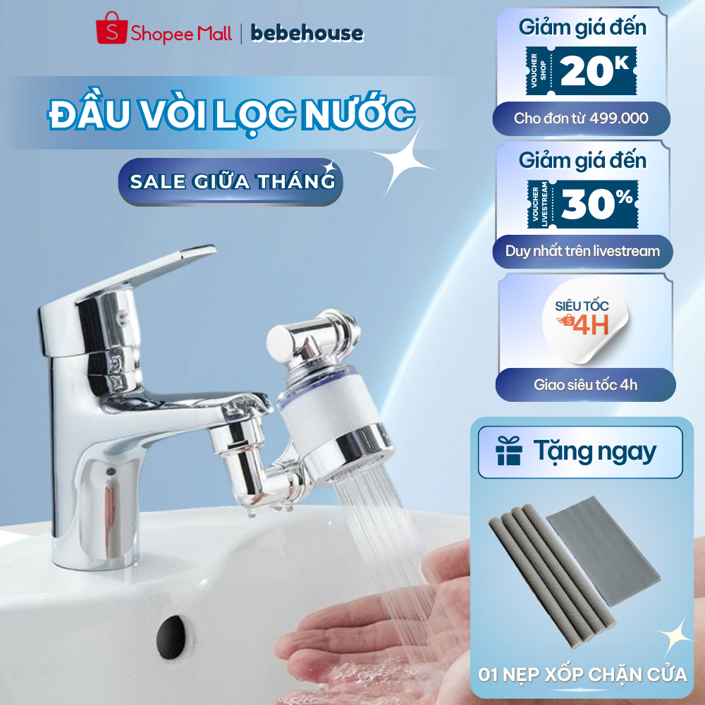 Bộ Lọc Nước, Đầu Vòi Lọc Nước Đa Năng Xoay 1080 Độ HT026 BEBEHOUSE