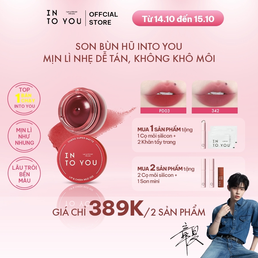 Son Bùn Hũ Shero Chất Xốp Mềm Lì 5g dùng cho cả môi và má INTO YOU Shero Super…