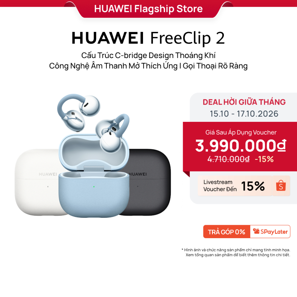 Tai Nghe HUAWEI FreeClip 2 Cấu Trúc C-bridge Design Thoáng Khí Công Nghệ Âm…