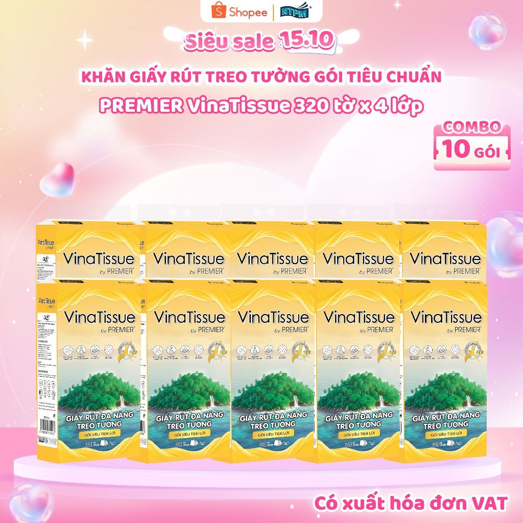 Giấy rút treo tường PREMIER Vinatissue, 4 lớp - 100% bột giấy nguyên sinh…
