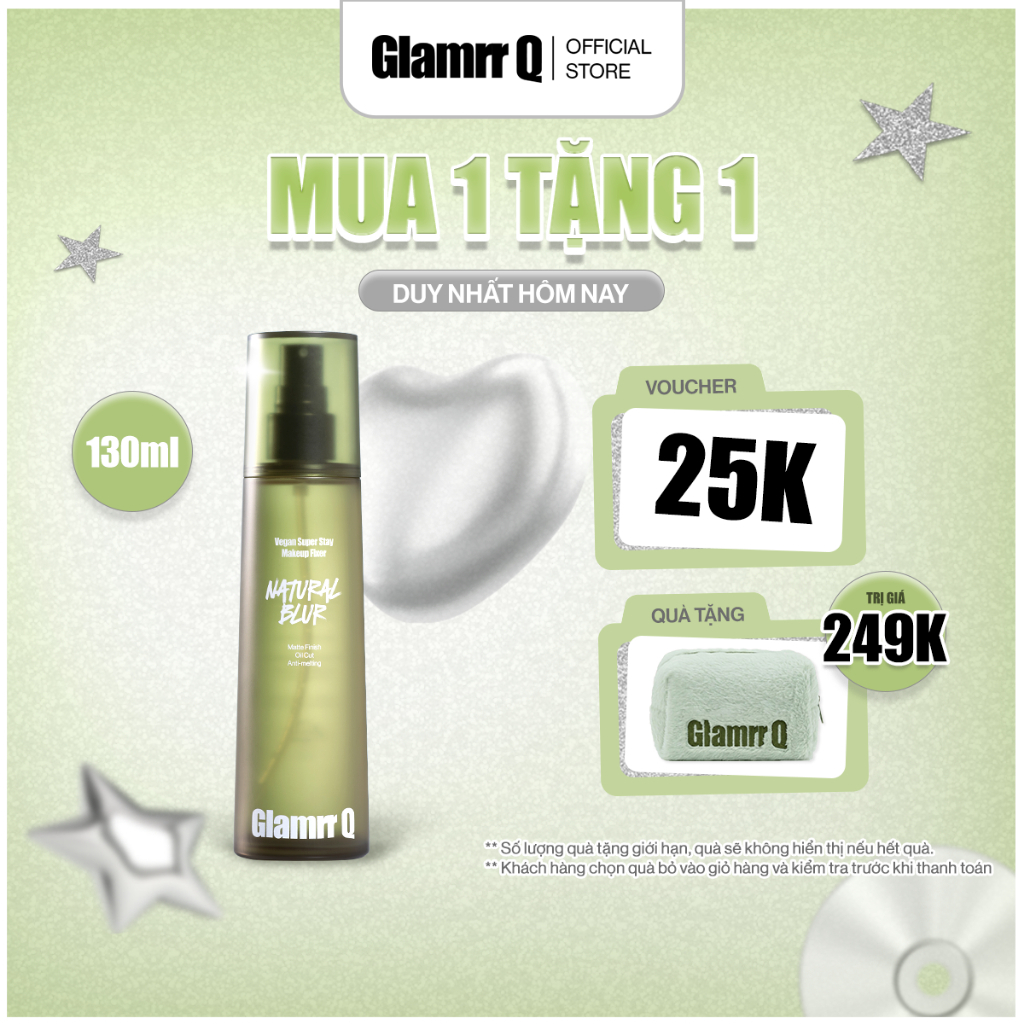 Xịt Khóa Nền Cố Định Glamrr Q Vegan Super Stay Makeup Fixer (50ml, 130ml)