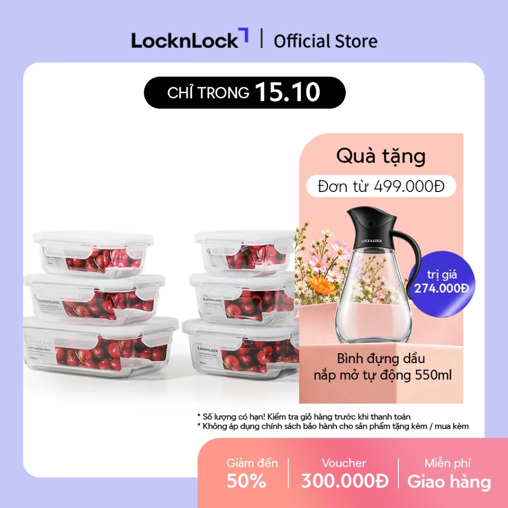 Hộp đựng thực phẩm thủy tinh Lock&Lock Blanc glass food container
