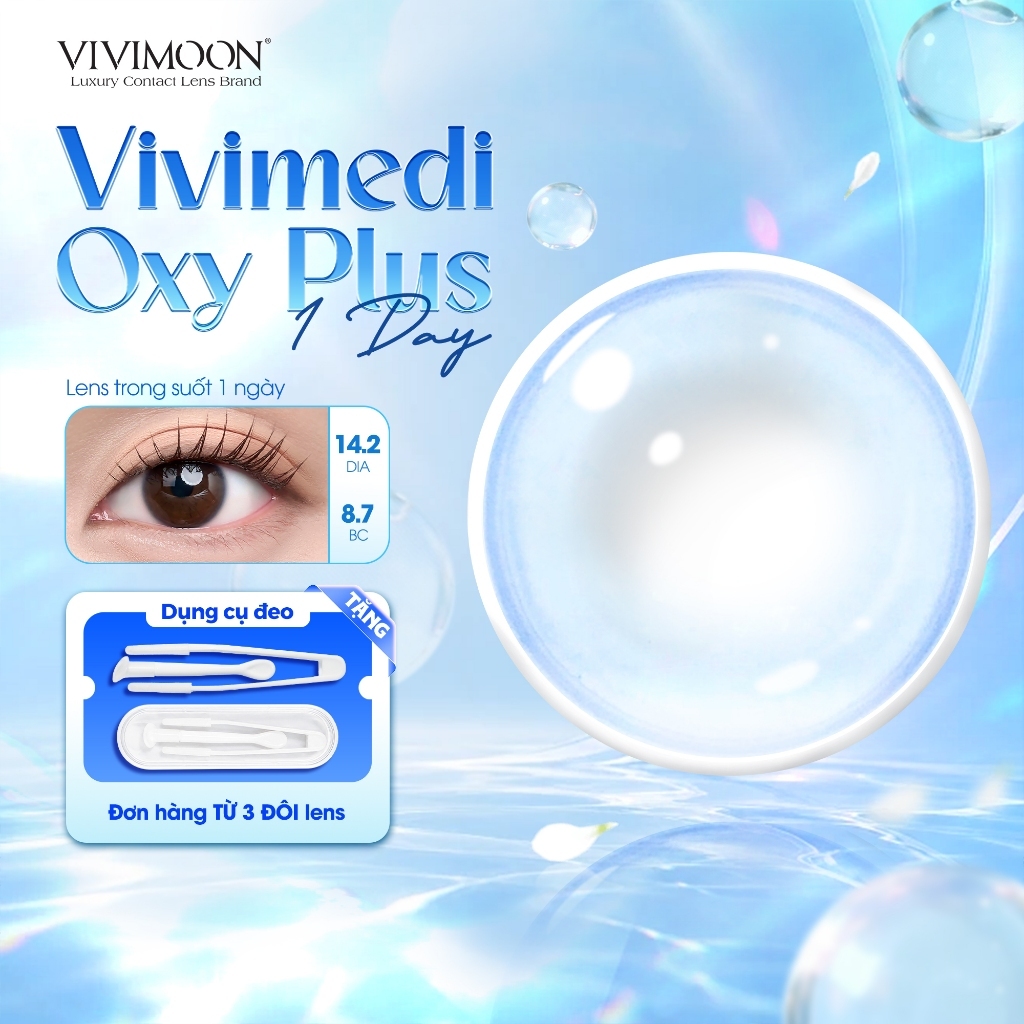 Lens VIVIMOON, Lens cận 1 ngày 14.2 không giãn tròng VIVIMEDI 1 DAY, Kính áp tròng có độ cận từ 0 - 8 (Giá 1 chiếc)