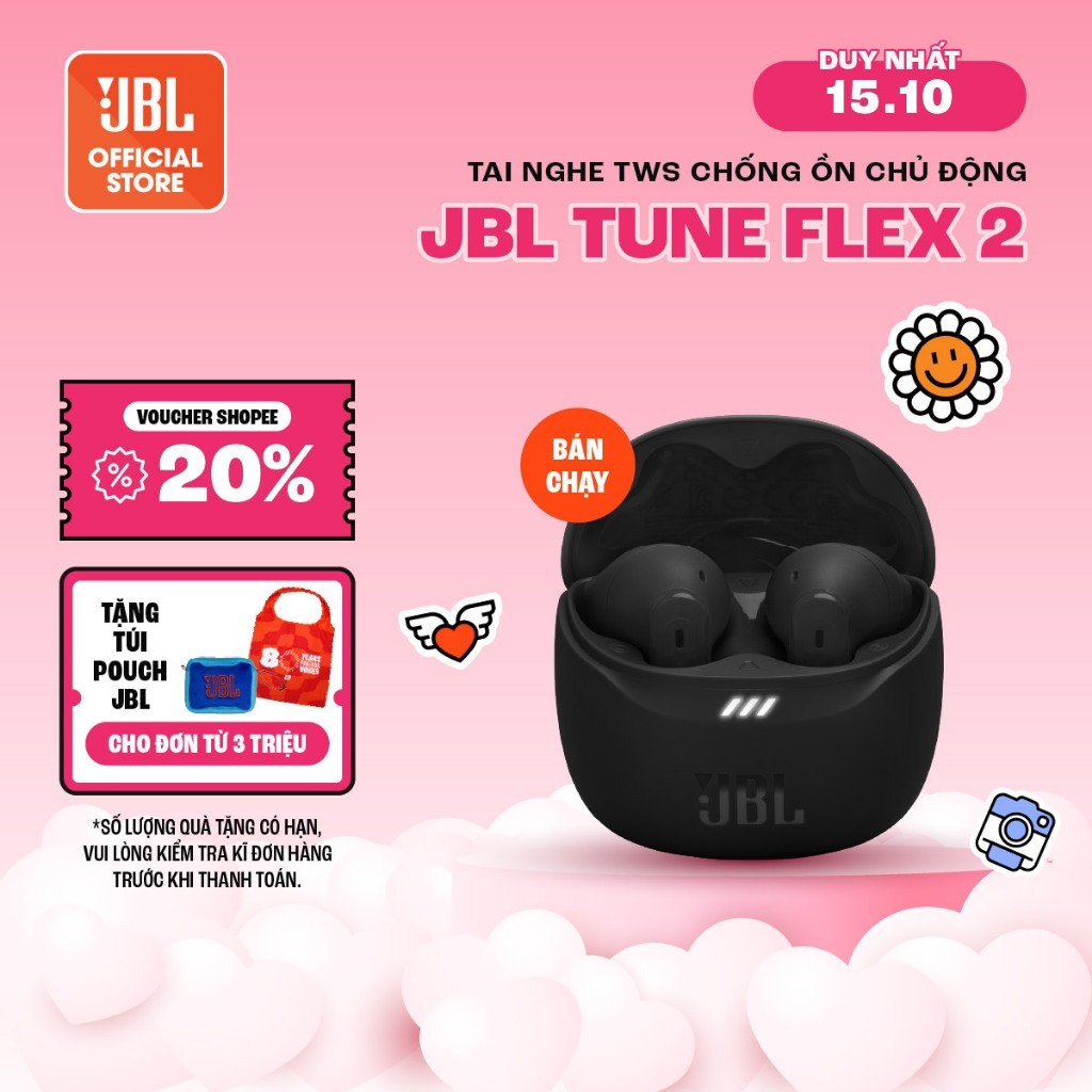 Tai nghe Earbuds JBL TUNE FLEX 2 Chống Ồn Chủ Động Chơi Nhạc tới 48h