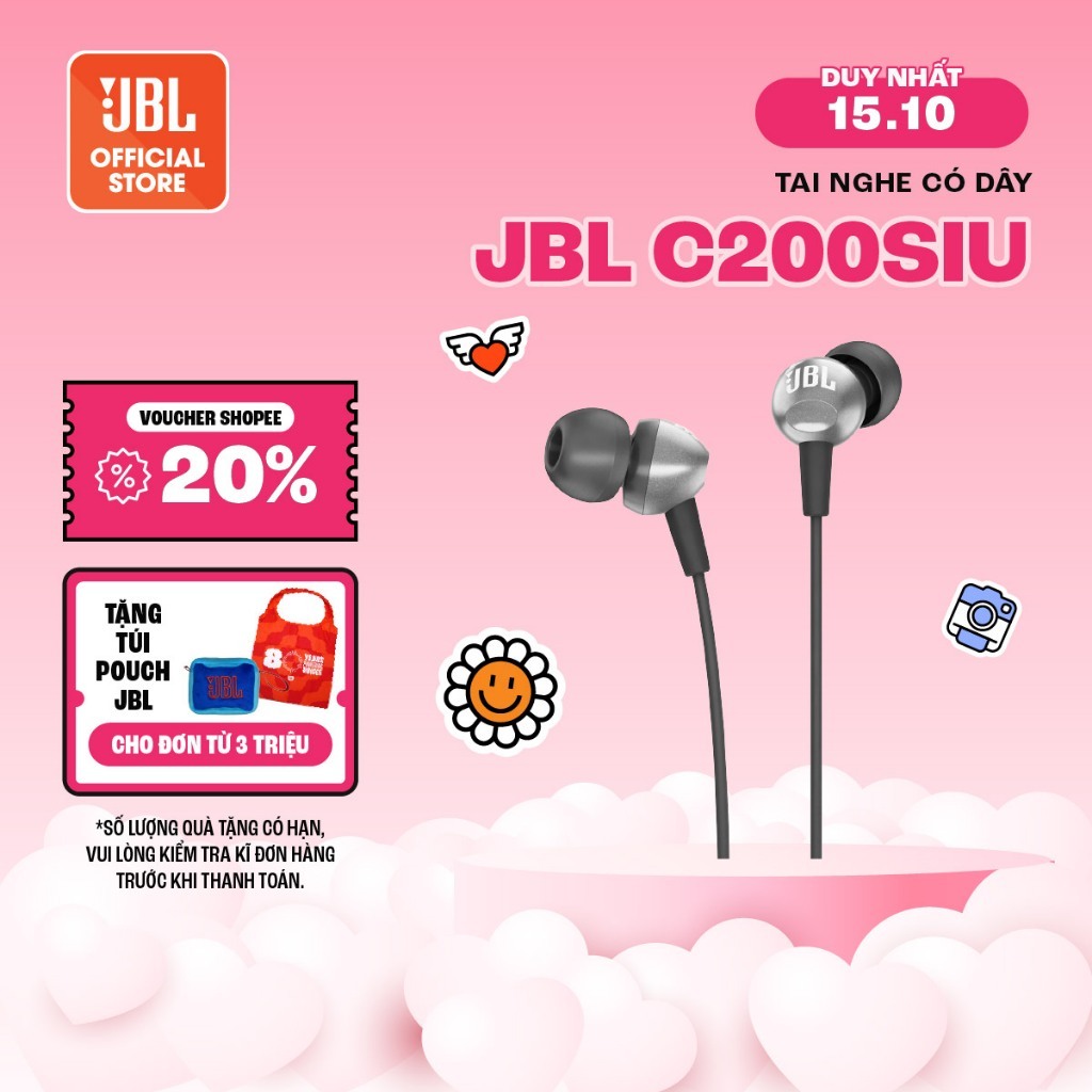 Tai Nghe Nhét Tai Có Dây JBL C200SI Cổng Aux 3.5 - Hàng Chính Hãng