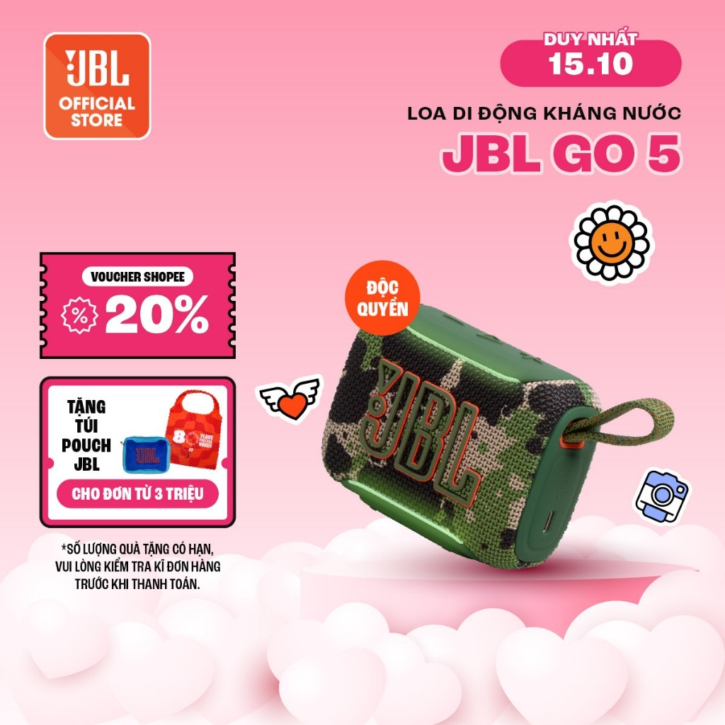 Loa JBL GO 5 Công Suất 4.8W Chơi Nhạc tới 10 Giờ Chống Bụi Nước IP68 Kết Nối…