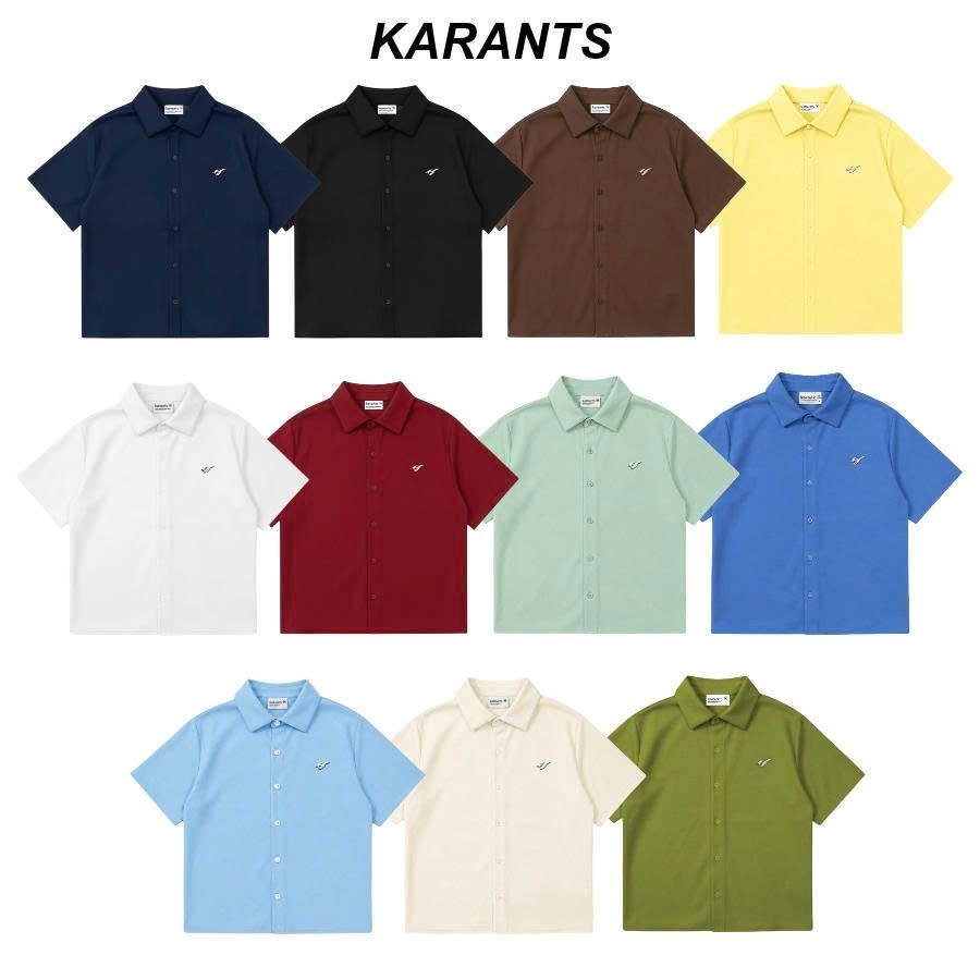 Karants Áo Sơ Mi Boxy Trơn Vải Cotton Lạnh Gắn Thanh Kim Loại Nam Nữ Unisex - KR216
