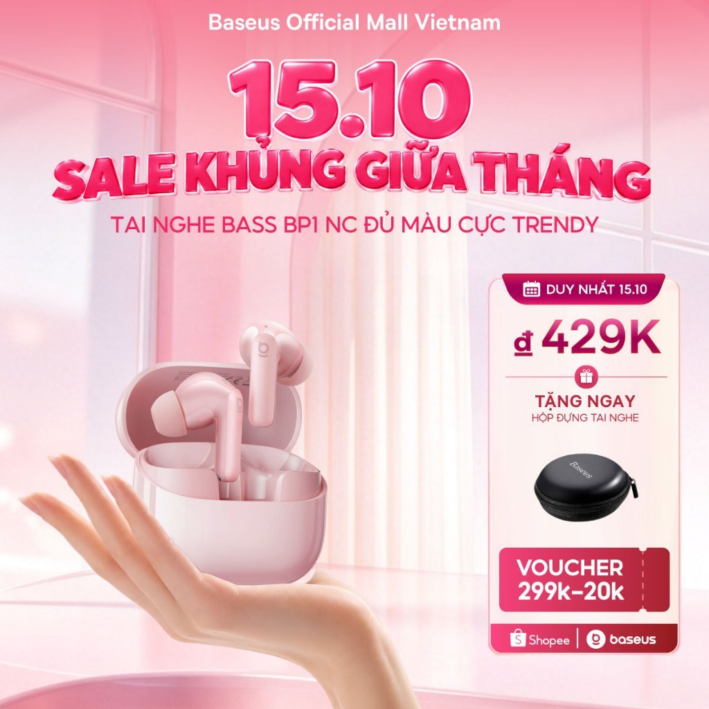 Tai Nghe Không Dây Baseus BP1 NC Chống Ồn Thông Minh,Chống Nước,Pin 41h,Chill…
