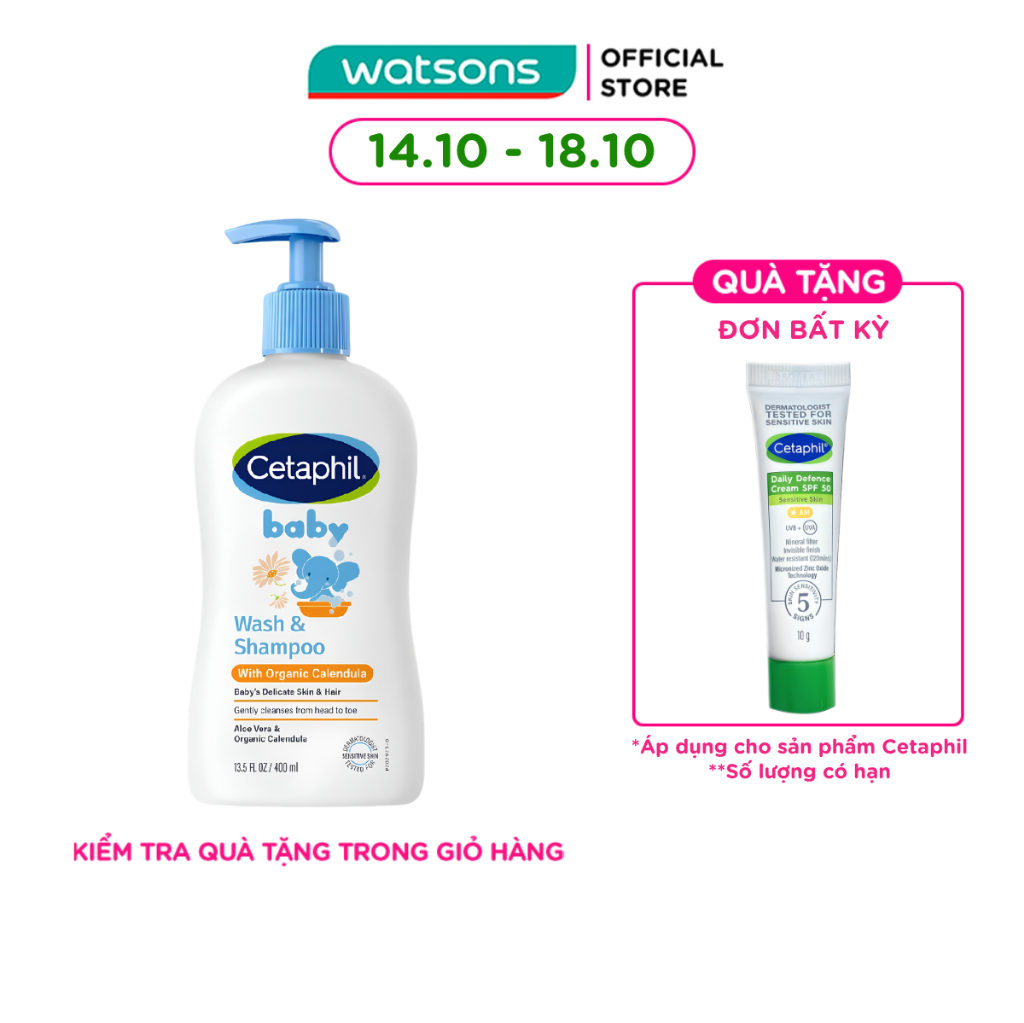 Sữa Tắm Gội Trẻ Em Cetaphil Baby Organic Calendula Tinh Chất Hoa Cúc 400ml