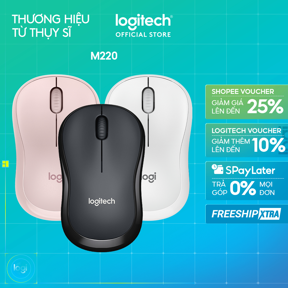 Chuột không dây Logitech M220 Silent - giảm ồn, USB, pin 1.5 năm, phù hợp…