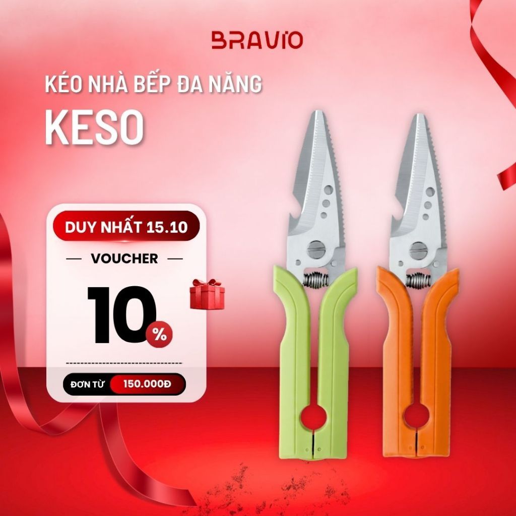 Kéo nhà bếp đa năng Bravio Keso thép không gỉ cao cấp kéo cắt gà xương cá