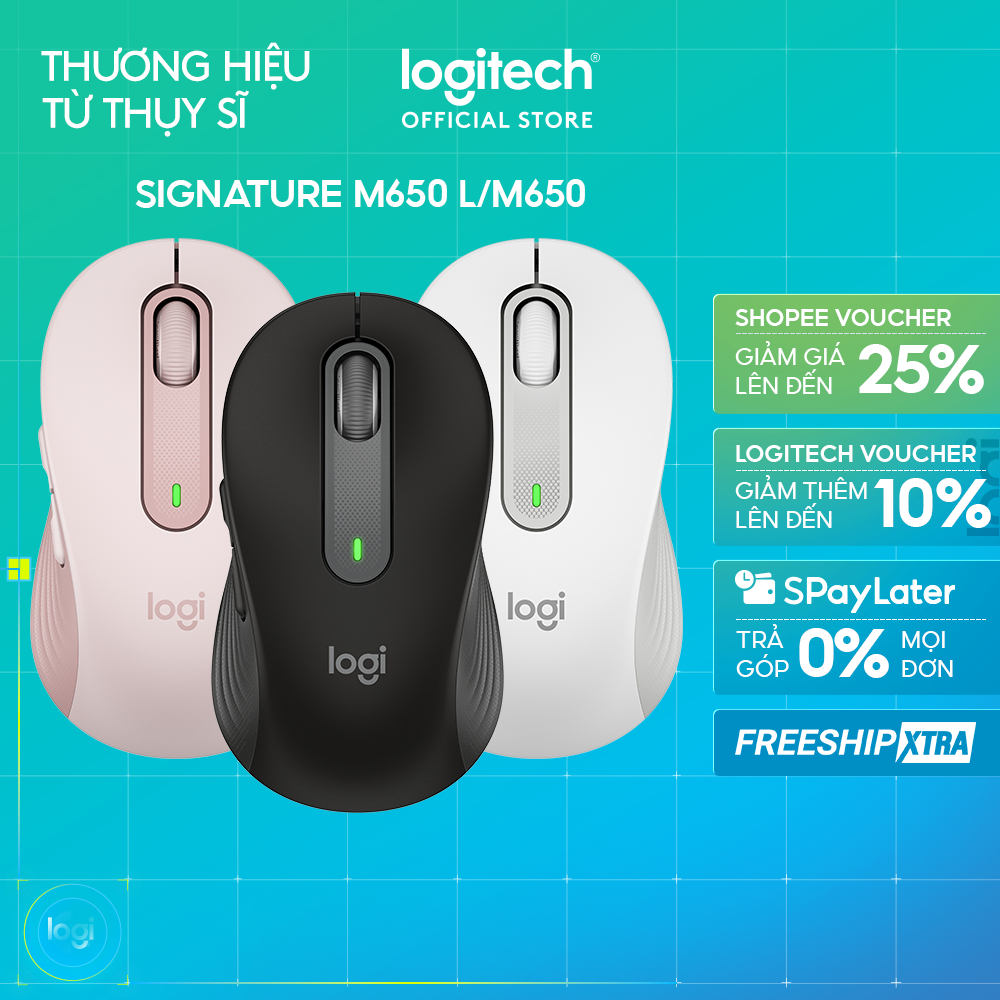 Chuột không dây bluetooth Logitech Signature M650 - SmartWheel, giảm ồn, tùy…